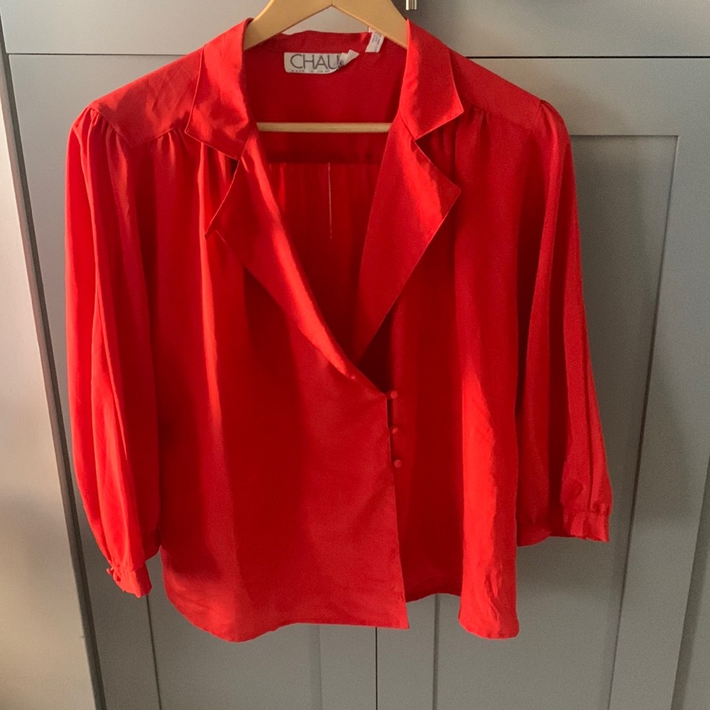 Red satin blouse